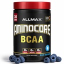 ALLMAX Διατροφή AMINOCORE BCAA – 8G BCAAs – 100% καθαρός κλάδος αλυσοδεμένα Αμινοξέα – Χωρίς γλουτένη - Μπλε σμέουρο - 315 γραμμάρια