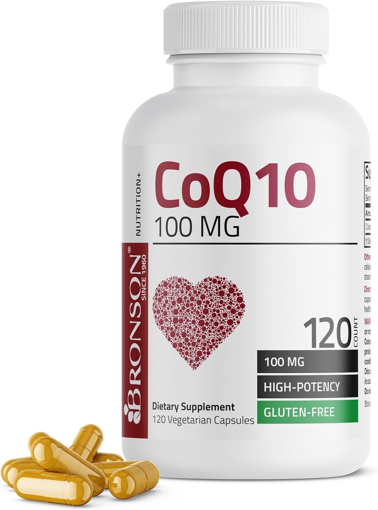 Bronson CoQ10 100 MG Παραγωγή Κυτταρικής Ενέργειας υψηλής ισχύος, 120 κάψουλες χορτοφάγων
