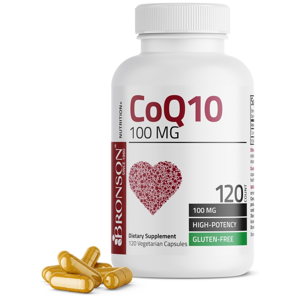 Bronson CoQ10 100 MG Παραγωγή Κυτταρικής Ενέργειας υψηλής ισχύος, 120 κάψουλες χορτοφάγων