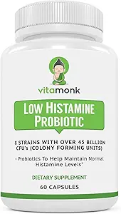 VitaMonk Χαμηλή ισταμίνη Προβιοτικά Καταπολέμηση της δυσανεξίας ισταμίνης και την υποστήριξη Ισορροπημένη υγεία των ούλων - ισταμίνη ελεύθερο προβιοτικό για εκείνους που αναζητούν βελτιώσεις της υγείας με έλεγχο ισταμίνης -60 κάψουλες