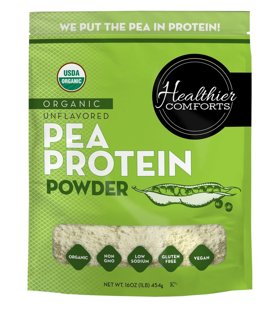 Healthier Comforts Unlavored Pea Protein Powder - Χαμηλό Νάτριο (1 lb.) 
