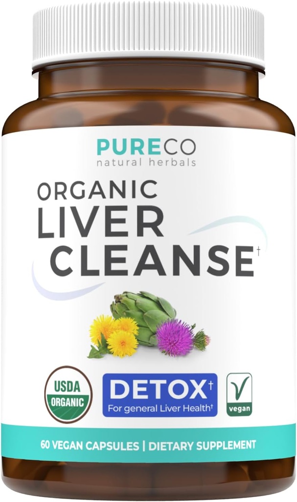 Organic Liver Cleanse Detox & Repair (Vegan, Non-GMO) εκχύλισμα γαϊδουράγκαθου (80% Silymarin), ρίζα δαντελίων, φύλλο Artichoke, κίτρινη προβλήτα - συμπλήρωμα στήριξης της υγείας του ήπατος - 60 κάψουλες (όχι χάπια)