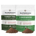 Real Mushrooms Turkey Tail (45g) and 5 Defenders (45g) Mushroom Extract Powder Bundle - Mushroom Supplement for Immune Strength - Vegan, Συμπλήρωμα Ανοσίας εκτός ΓΤΟ