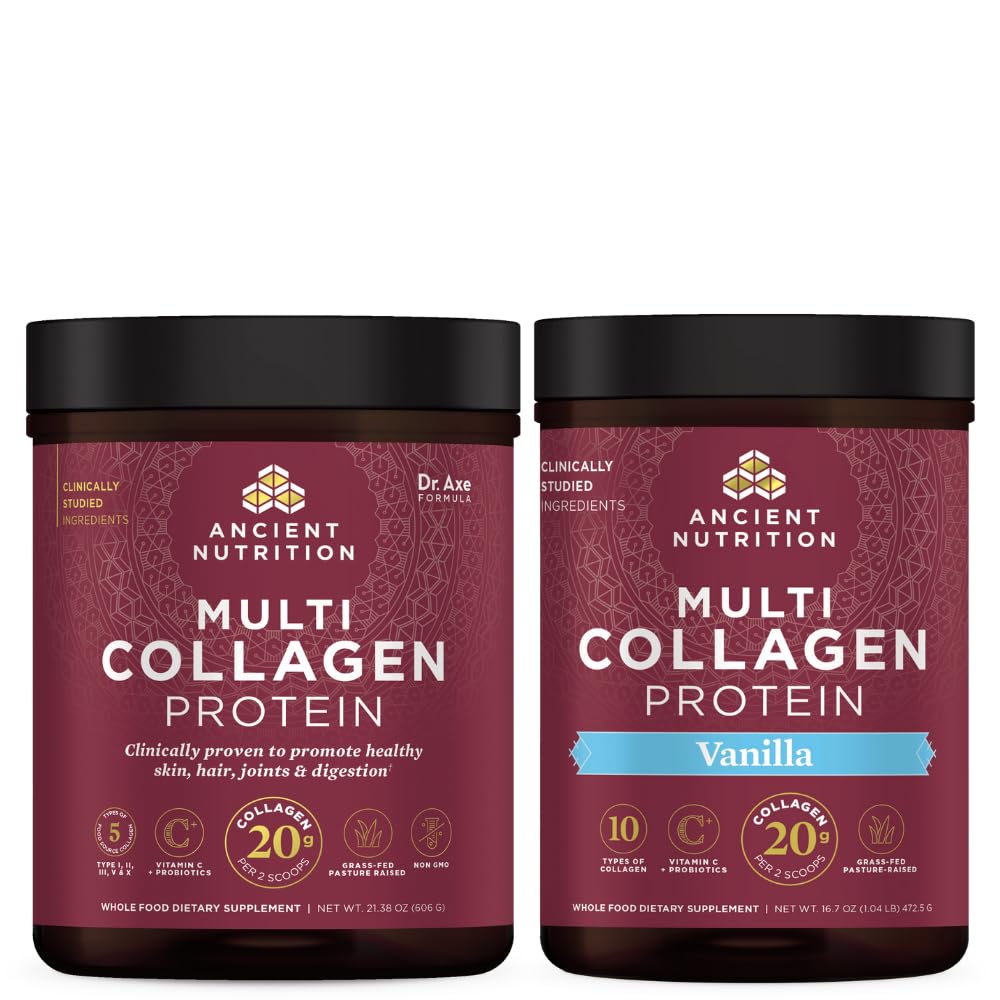 Αρχαία διατροφή Multi Collagen Protein Powder, Άγευστη, 60 σέρβις + Multi Collagen Protein Powder, Βανίλια, 45 σέρβις