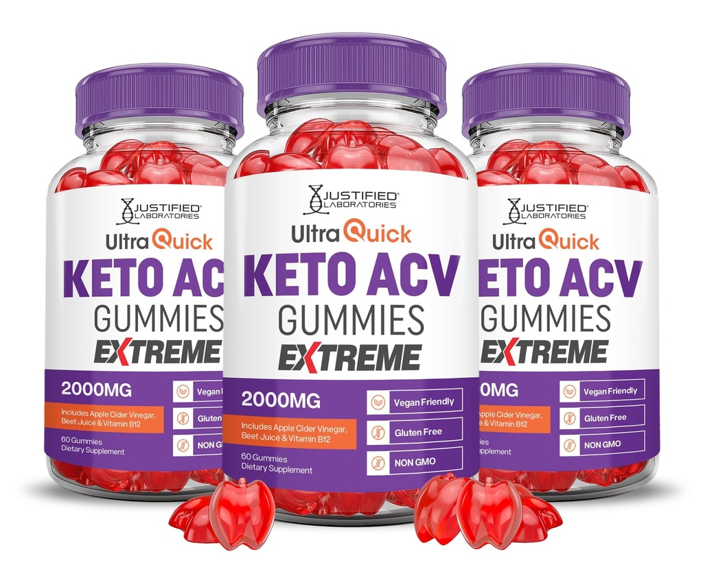 (3 Pack) Εξαιρετικά γρήγορο Keto ACV Gummies Extreme 2000MG Ultraquick Keto Gummies Apple Cider Vinegar Formed with Ρόδι με σκόνη χυμού τεύτλου B12 Vegan Non GMO 180 Gummys