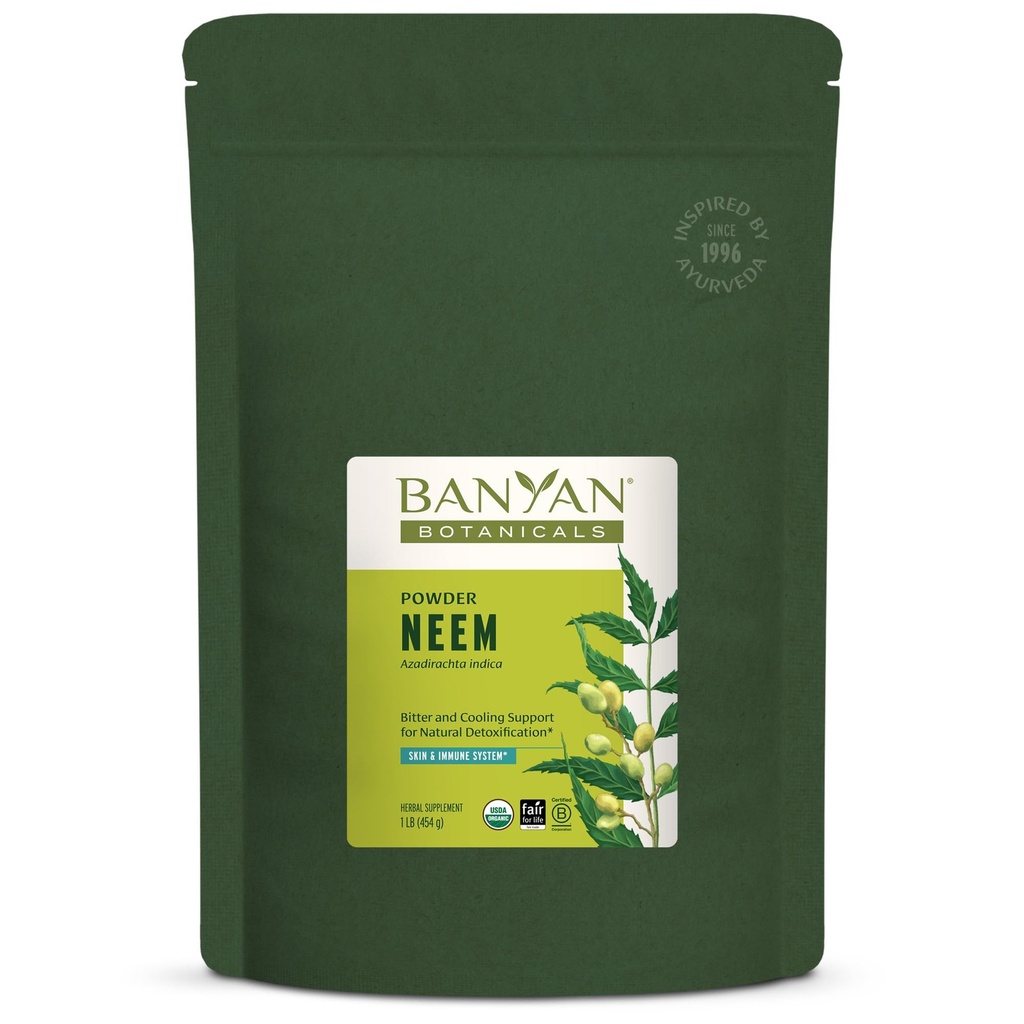 Banyan Botanicals Neem Powder – Organic Neem Leaf Supplement (Azadirachta Indica) – for Skin Health, Immune Support, and Natural Detoxification* – 1 lb. – Non-GMO Sustainably Sourced FFL Fair Trade
