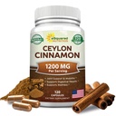 Φυσικό Ceylon Cinnamon 1200mg - 120 κάψουλες, True Cinnamon από τη Σρι Λάνκα, εκχύλισμα χάπια συμπλήρωμα προωθεί την υγεία της καρδιάς