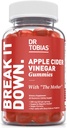 Dr. Tobias Apple Cider Vinegar Gummies with The Mother, 500mg ACV per Serving, Plus Folate, B6, B12 & Iodine, Υποστηρίζει Digestive Health, Gut Cleanse & Detox, Vegan, 60 Gummies