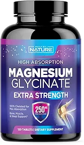 Magnesium Glycinate 250mg - High Absorption Chelated Magnesium Supplement - 100% Pure Magnesium Glycinate - Stress, Sleep, Heart, and Muscle Health Support - Non-GMO, Vegan, Gluten-Free (120 Tablets)