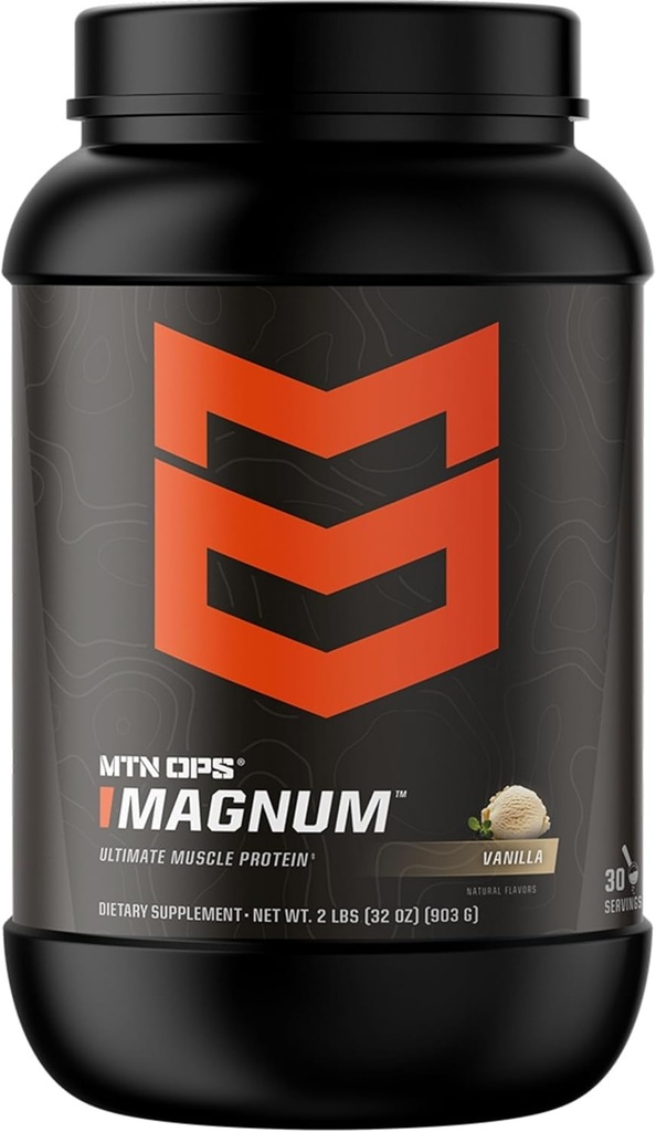 MTN OPS Magnum Vanilla Protein Powder, 23g πρωτεΐνης Whey Isolate Protein & Milk Protein με BCAAs, Zero Sugar & Gluten Free, Vanilla Milkshake, 30-Serving Tub