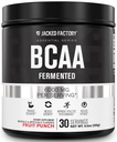 Jacked Factory BCAA Powder (Fermented) - 6g Branched Chain Essential Amino Acid Supplement for Improved Muscle Recovery, Reduced Fatigue, Increased Strength, Muscle Growth - 30 Servings, Fruit Punch