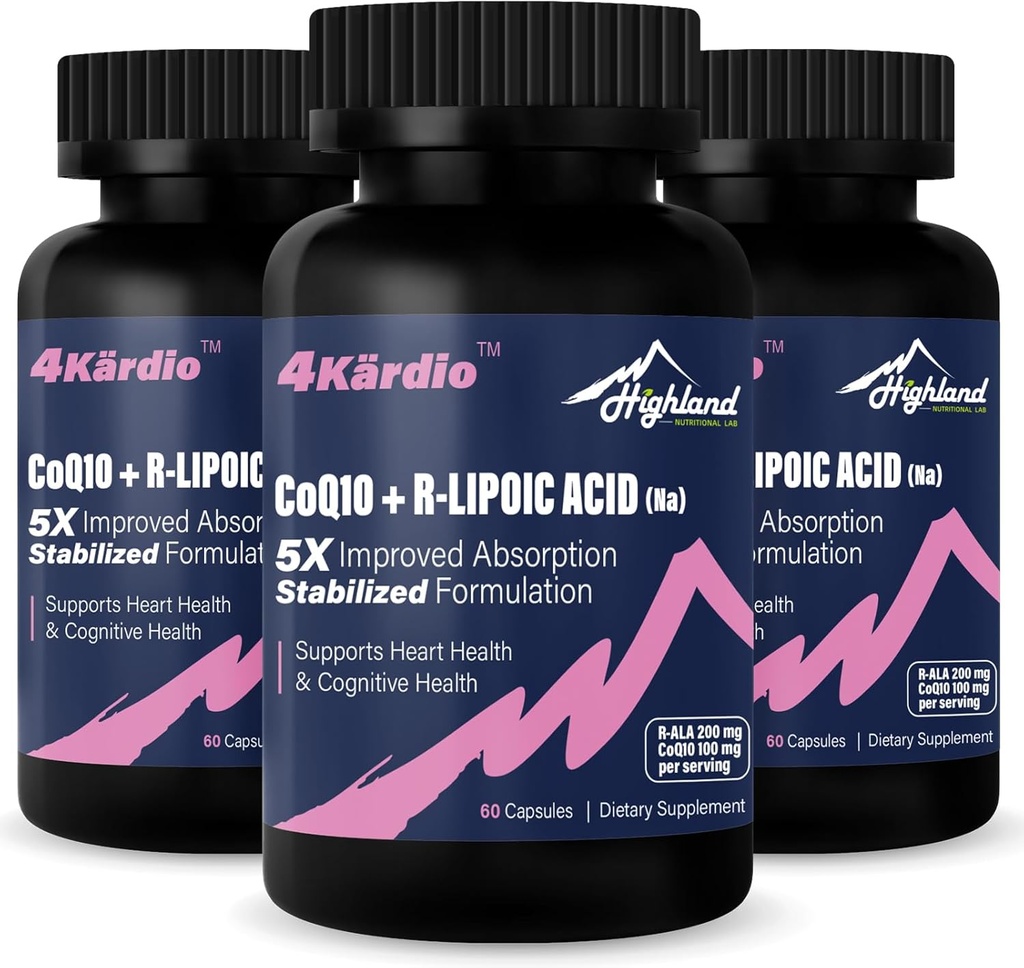CoQ10 100mg + R-Lipoic Acid 200mg ανά υπηρεσία, 3μηνη παροχή, έως 5X βελτιωμένη απορρόφηση, R-Lipoic Acid/CoQ10 συμπλήρωμα για την υγεία της καρδιάς και γνωστική υγεία-180 κάψουλες