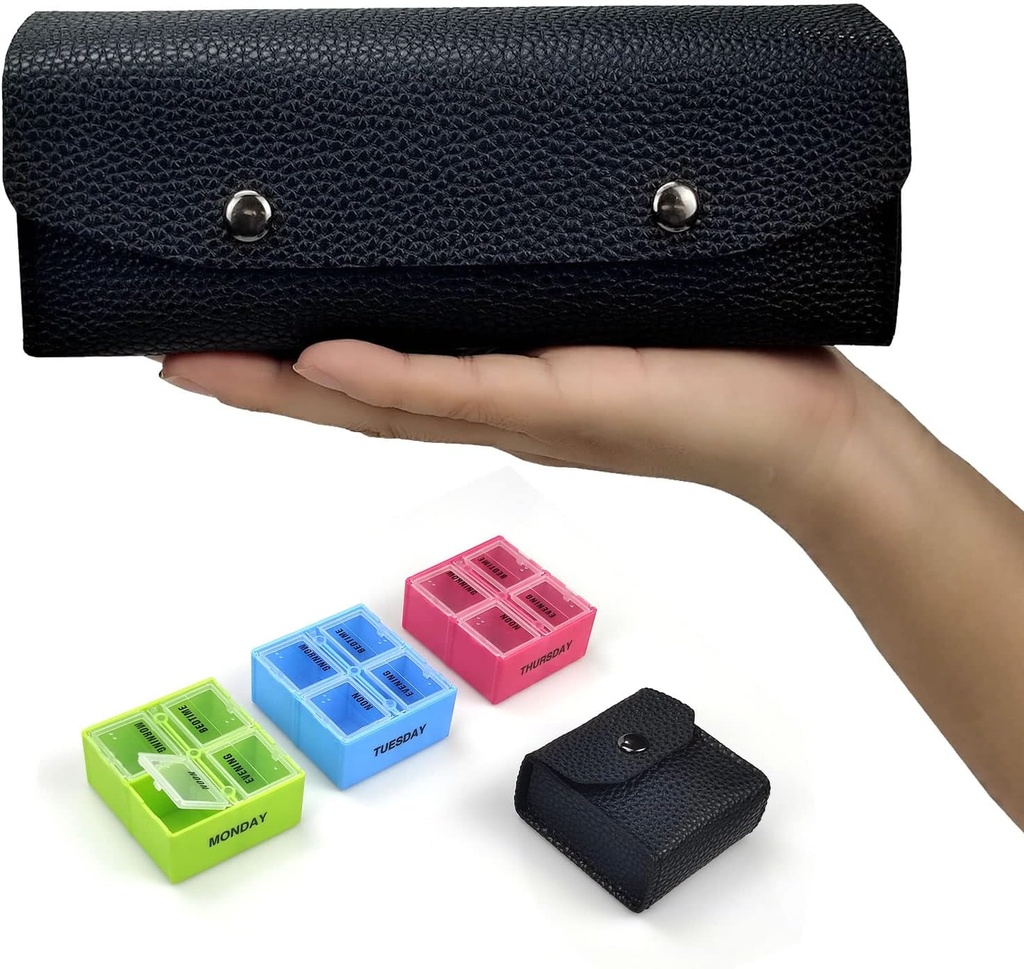 VOFOON Travel Pill Organizer 4 φορές την ημέρα, Weekly Pill Box 4X a Day Medicine Organizer Pill Case for Vitamins Medicine Fish Oils Συμπληρώματα