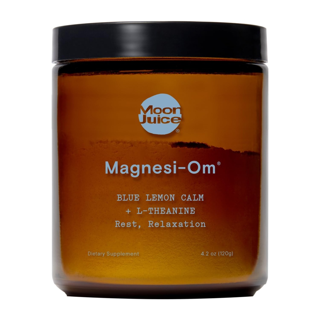 Moon Juice Magnesi-Om Magnesium Powder Supplement - Chelated Magnesium Complex + L-Theanine Blend for Rest, Relaxation & Regularity - Vegan, Non-GMO & No Sugar, Blue Lemon, 4.2 oz, 30 Servings