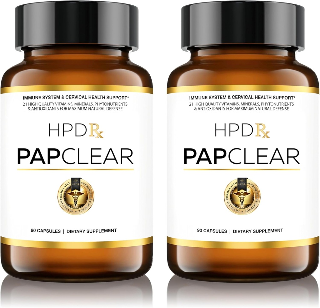 PAPCLEAR Physician Formulated | All Natural Immune Support Supplement | Advanced Powerful Immunity Booster | 21 Vitamins & Nutrients with Organic Shiitake Mushroom & Lycopene | 90 Capsules | Pack of 2