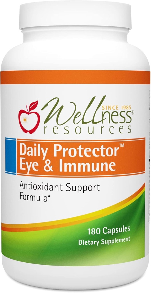 Wellness Resources Daily Protector Eye & Immune - Lutein, Lycopene, Zeaxanthin, Cryptoxanthin, Bilberry and More for Eye, Immune, and Skin Health (180 Capsules)