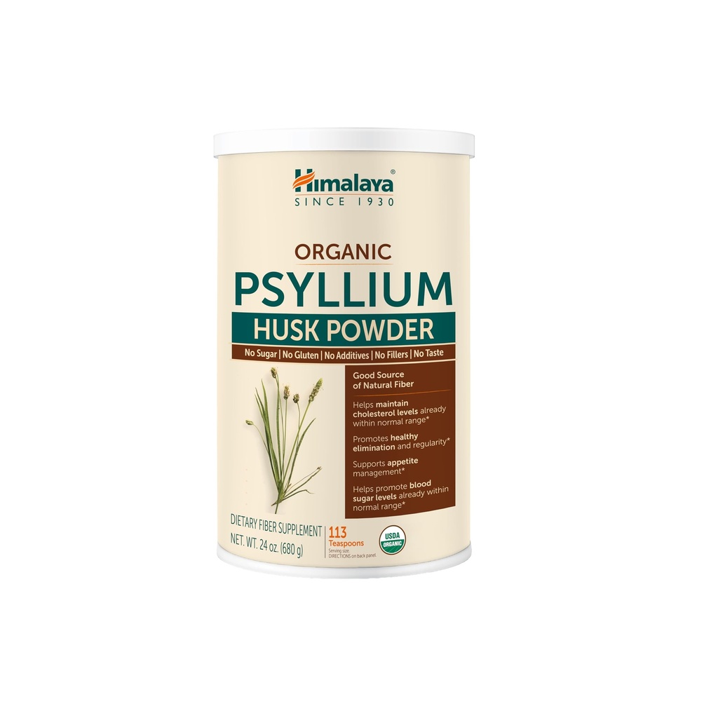 Himalaya Organic Psyllium Husk Powder, Daily Psyllium Fiber Supplement for Supporting Digestive Health and Regularity - Vegan, Non-GMO, Sugar Free, Gluten Free, 24oz