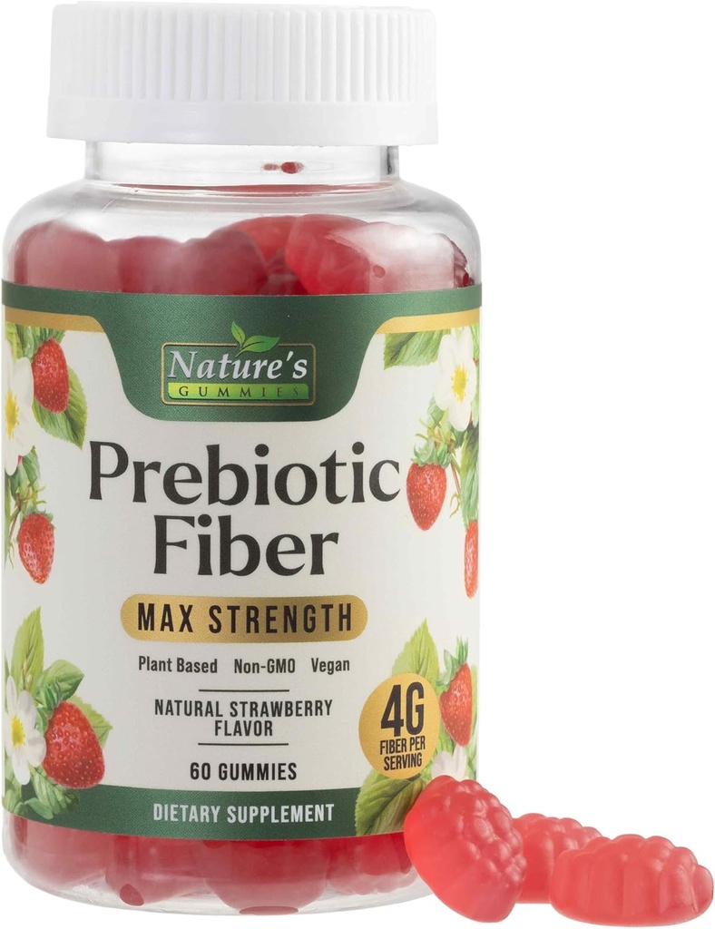 Ίνες για ενήλικες, καθημερινά 4g Gummy Fiber Supplement, Prebiotic Gummy Digestive Health Support - Plant Based Soluble Fiber Chews, Prebiotics Supports Regularity & Digestion Non-GMO - 60 Gummies