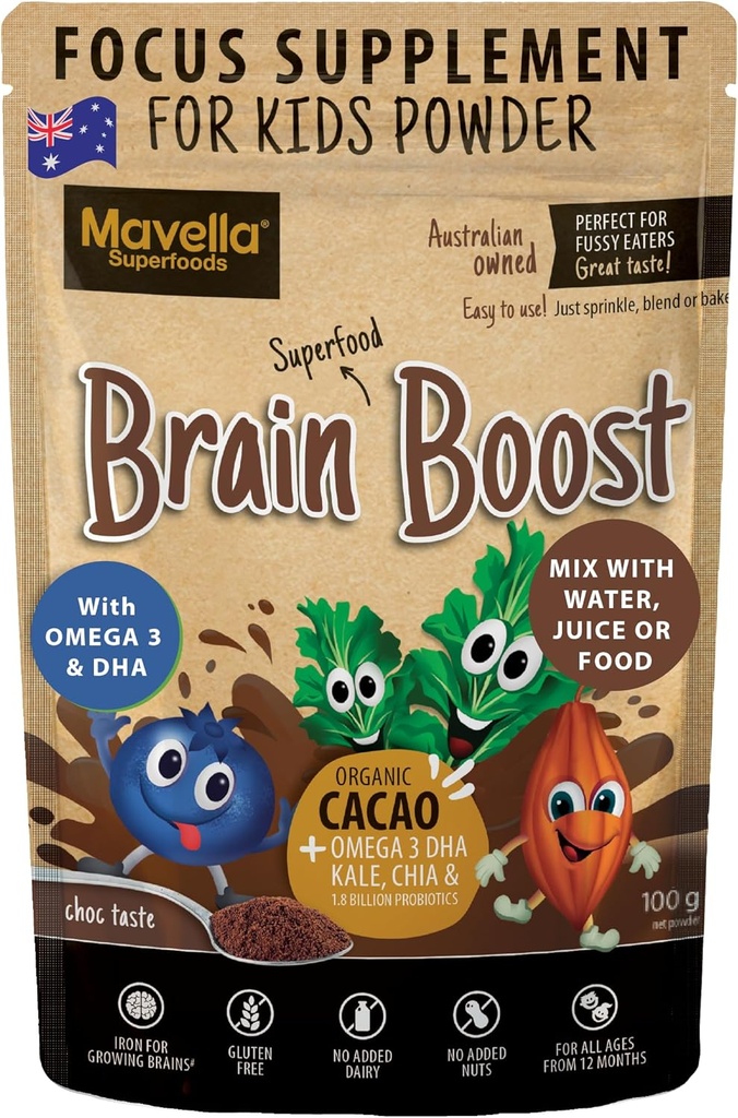 Focus συμπλήρωμα για το Kids Brain Boost - Omega-3 DHA flaxseed Φυσική εστίαση & συμπλήρωμα προσοχής για τα παιδιά με την προσοχή πρόκληση υποστήριξη παιδιά Focus Vitamins 3.52oz (100g)