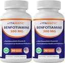 Vitamatic Benfotiamine 300 mg – Fat-Soluble Vitamin B1 – 90 Vegetarian Capsules per Bottle – 2 Bottles (Total 180 Capsules)