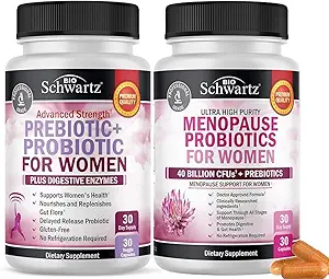 BioSchwartz Probiotic Εμμηνόπαυση συμπλήρωμα για τις γυναίκες (1 μήνας προσφοράς) Plus Πρεβιοτικά και προβιοτικά με Digestive Ένζυμα για τις γυναίκες (1 μήνας προσφοράς)