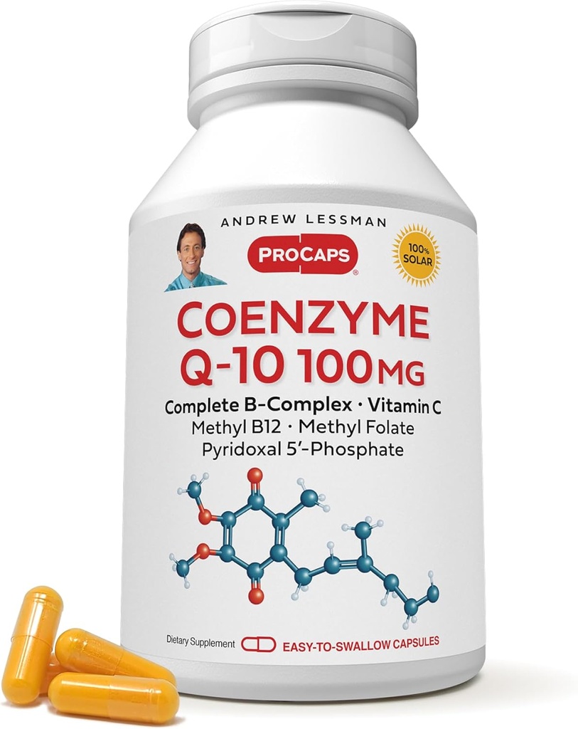 ANDREW LESSMAN Συνένζυμο Q-10 100 mg 30 Κάψουλες - Απαραίτητη για την παραγωγή ενέργειας και βέλτιστη βασική λειτουργία οργάνων, αντι-αξιωτική υποστήριξη, που εξαντλείται από τη γήρανση, Plus B-Complex. Εύκολο να καταπιείτε κάψουλες