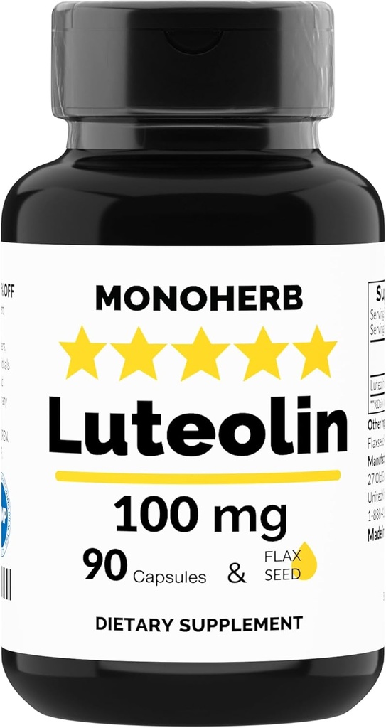 MONOHERB Luteolin 100 mg - 90 Vegetarian Capsules - Made in USA