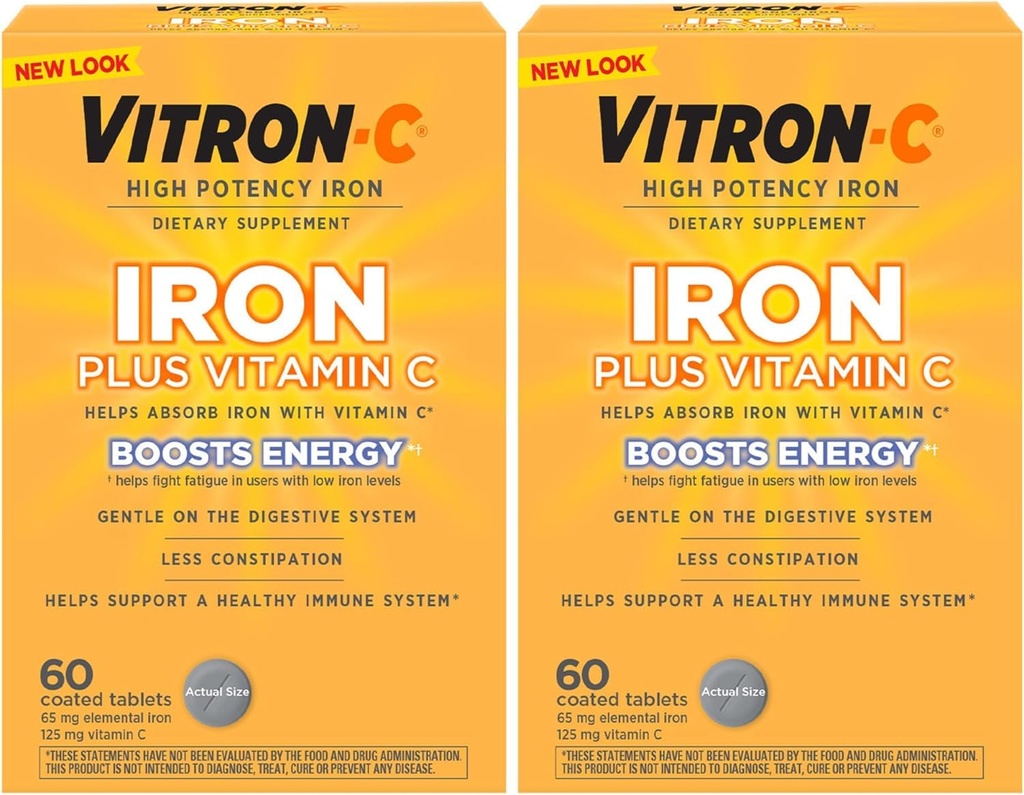 Vitron-c High Potency Iron Supplement Tablets 60 Ct (Pack of 2)