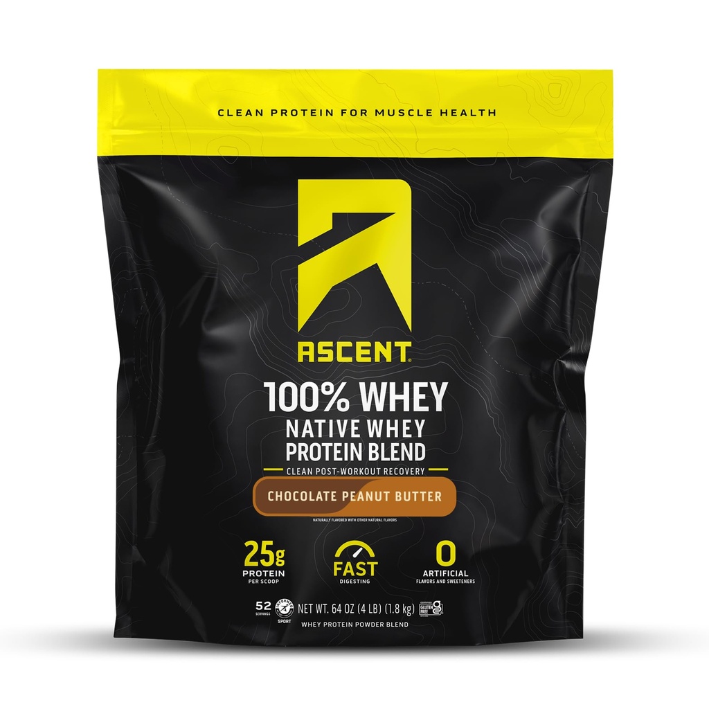 Ανύψωση 100% Whey Protein Powder - Post Workout Whey Protein Isolate, Zero Artificial Flavors & Sweeteners, Gluten Free, 5.5g BCAA, 2.6g Leucine, Essential Amino Acids, Σοκολάτα Φυστικοβούτυρο 4 lb