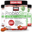 Force Factor ProbioSlim Keto ACV Gummies, Organic Apple Cider Vinegar Gummies with LactoSpore Probiotics & Prebiotics to Support Digestion, Μεταβολισμός, & Ανοσοποιητική Υγεία, 1 Net Carb, Apple Flavor, 360ct