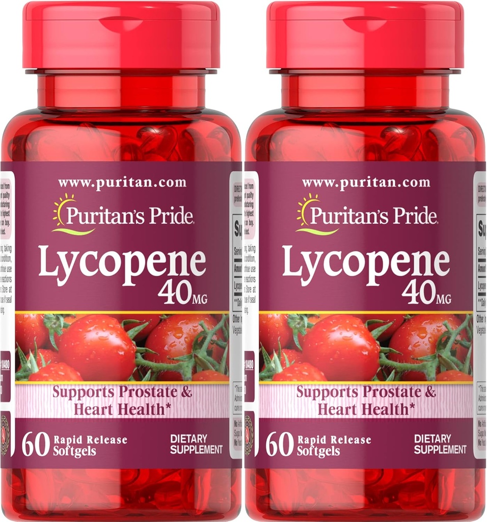 Puritan's Pride Premium Lycope 40mg, Συμπλήρωμα διατροφής για Prostate, Antioxidant, Heart Health, και συνολική υποστήριξη υγείας, 2 μήνες προσφοράς, 60 Rapid Release Softgels, 2 Pack