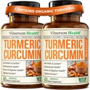 Turmeric Curcumin Supplement – 1200mg Organic Turmeric Curcumin with Black Pepper Extract for Max Absorption – Digestive & Joint Supplements for Men & Women w. Tumeric Extract & Bioperine – 2 Pack