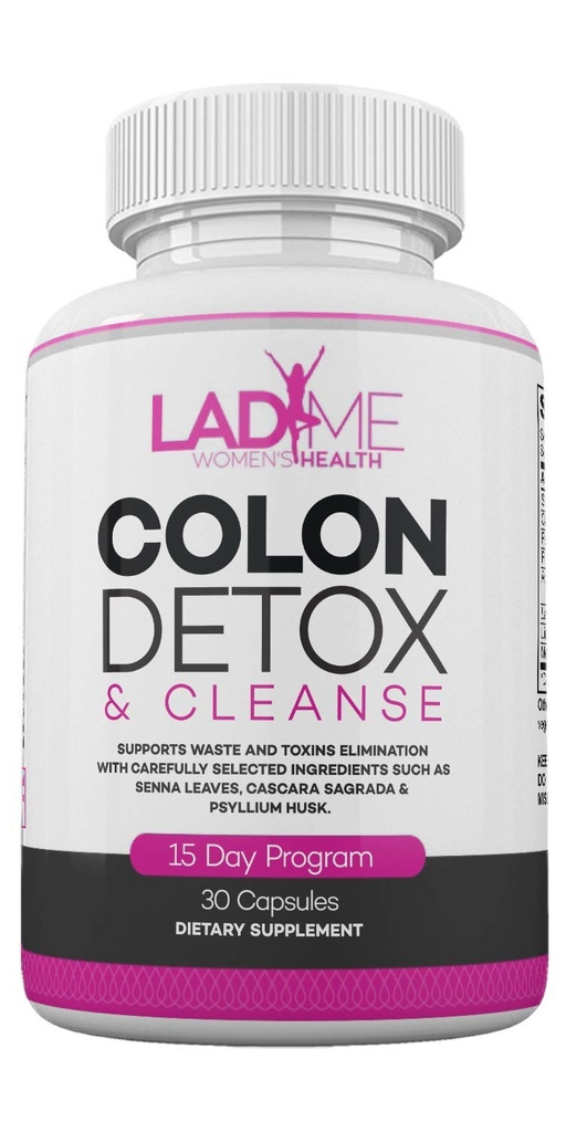 Καθαριότητα & Detox 15 ημερών - Φυτικό Laxative δυσκοιλιότητα Ανακούφιση με Psyllium Husk, Cascara Sagrada & Senna Φύλλα - Ειδικός Καθαριστής Εντερικών Γυναικών από Ladyme - 30 Κάψουλες