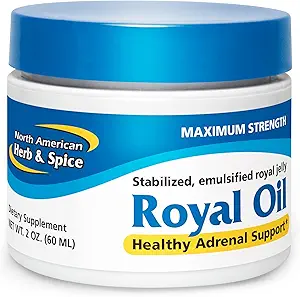 North American Herb & Spice Royal Oil - 2 fl. oz. - Ακατέργαστο βασιλικό πολτό - Υγιεινή Adrenal Υποστήριξη, Καταπολέμηση του Στρες - Υψηλή σε 10-HDA & Β Βιταμίνες - Μη-GMO - 20 Υπηρεσίες