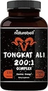 Tongkat Ali 200:1 (Longjack) εκχύλισμα για άνδρες, 2000mg ανά υπηρεσία, 150 κάψουλες, Ινδονησία Προέλευση, Eurycoma Longifolia 