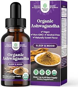 USDA Organic Ashwagandha Liquid Drops - Εκχύλισμα ρίζας Ashwagandha για το στρες και την διάθεση - Delicious Pure Adaptogen Drops for Adults - Αλκοόλ-free Herbal Tinctures for Rest - 30 ml Μπουκάλι