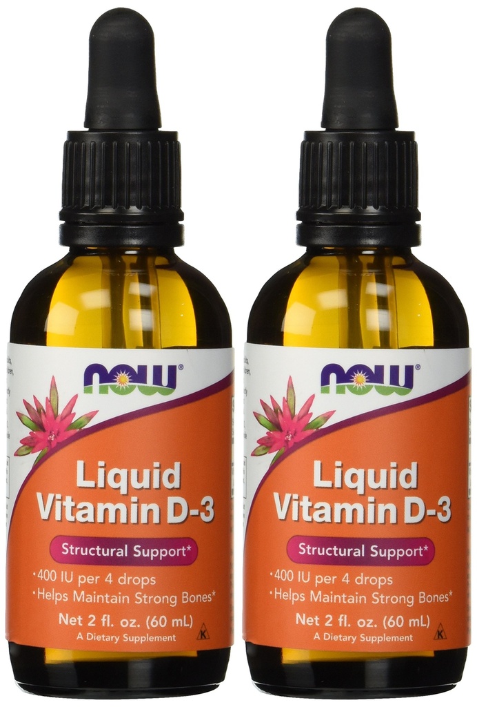 NOW Foods Liquid Vitamin D-3 400Iu/4 Dropper, 2 Fluid Ounce (Pack of 2)