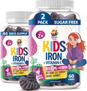 SUNNY SAM Iron Gummies for Kids & Teens - 10mg Βιταμίνες με βιταμίνη C - χαμηλής περιεκτικότητας σε ζάχαρη Chewable Iron Gummy Supplement for Immune Support, υποστηρίζει την παραγωγή ερυθρών κυττάρων αίματος για παιδιά & εφήβους