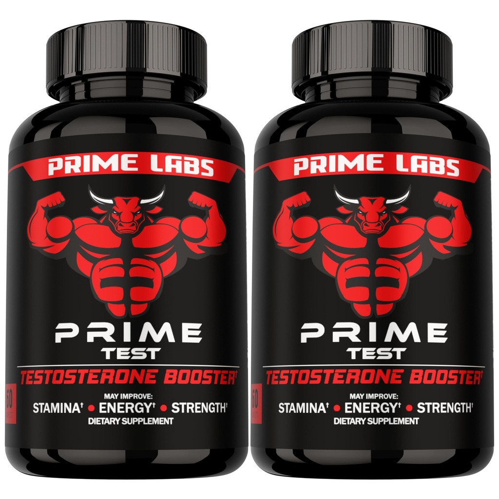 Prime Labs Testosterone Supplement for Men (2-Pack) - Σταμίνα, Αντοχή, Ενέργεια, & Δύναμη - Ανδρικό Testosterone Booster & Συμπληρώματα προπόνησης - 120 Caplets