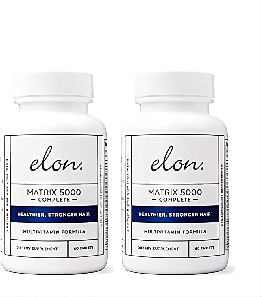 Elon Matrix 5000 Πλήρης πολυβιταμίνη - δέρμα, τα μαλλιά και την ανάπτυξη των νυχιών Βιταμίνες - υγιής ανάπτυξη των μαλλιών Βιταμίνες για γυναίκες και άνδρες - 5000Mcg Biotin συμπλήρωμα, πακέτο των 2 (120 Ημέρα προσφοράς)