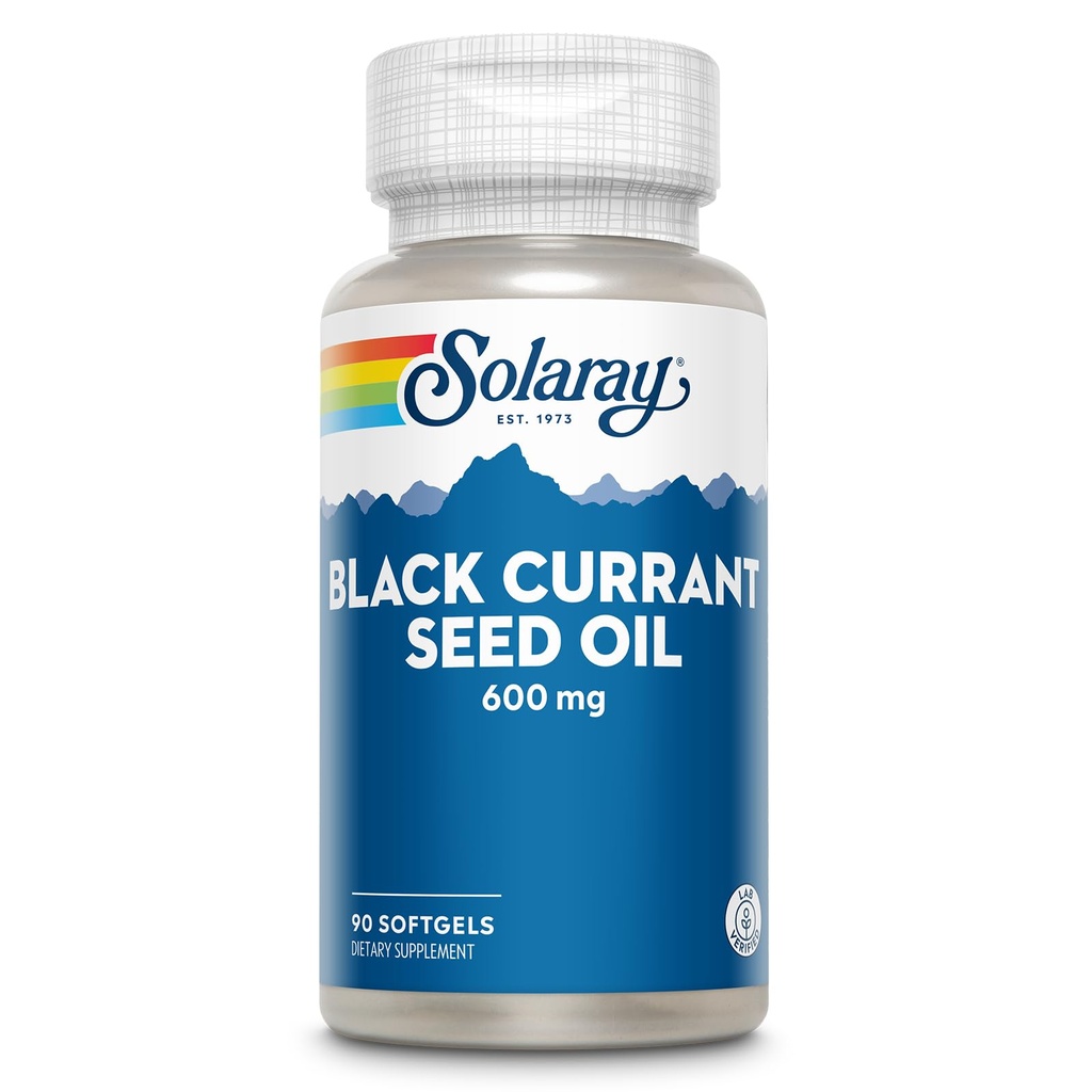 SOLARAY Black Currant Seed Oil 600 mg - Προμήθεια Αντιοξειδωτικών, Gamma Linolenic Acid (GLA), Alpha Linolenic (ALA) και Linoleic Acid (LA) - Skin Health Support - Εγγύηση 60 ημερών, 90 Serv, 90 Softgels