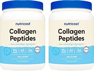 Nutricost Pure Collagen Hydrolysate (Bovine) σκόνη (2 πακέτο) - Grass Fed Bovine Collagen, 1LB ανά φιάλη