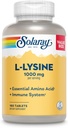 SOLARAY L-Lysine, Free- Form 1000 mg, Essential Amino Acid Immune Support Supplement with Vitamin C 1, 000 mg and Zinc 25 mg, Value Size, Lab Επαληθευμένο, 60- Ημέρες Εγγύηση, 60 Μερίδες, 180 δισκία