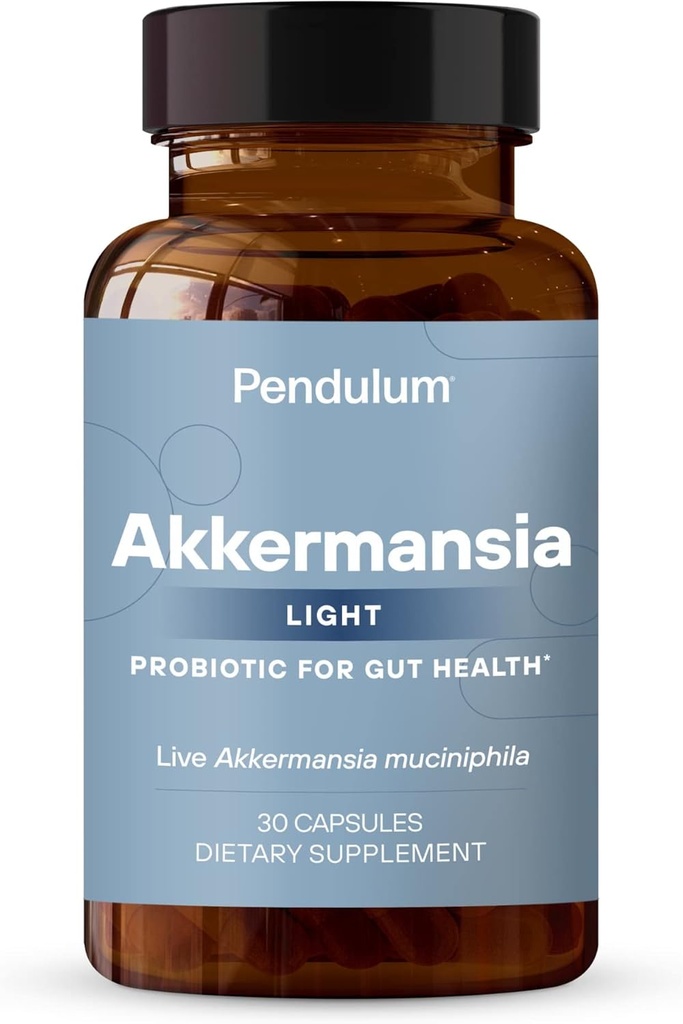 Pendulum Akkermansia Light | The ONLY Brand with Patented Live Akkermansia Muciniphila | A Probiotic Supplement for Women & Men | Supports GLP-1, Improves Gut Health, Prebiotic Fiber (30 Capsules)
