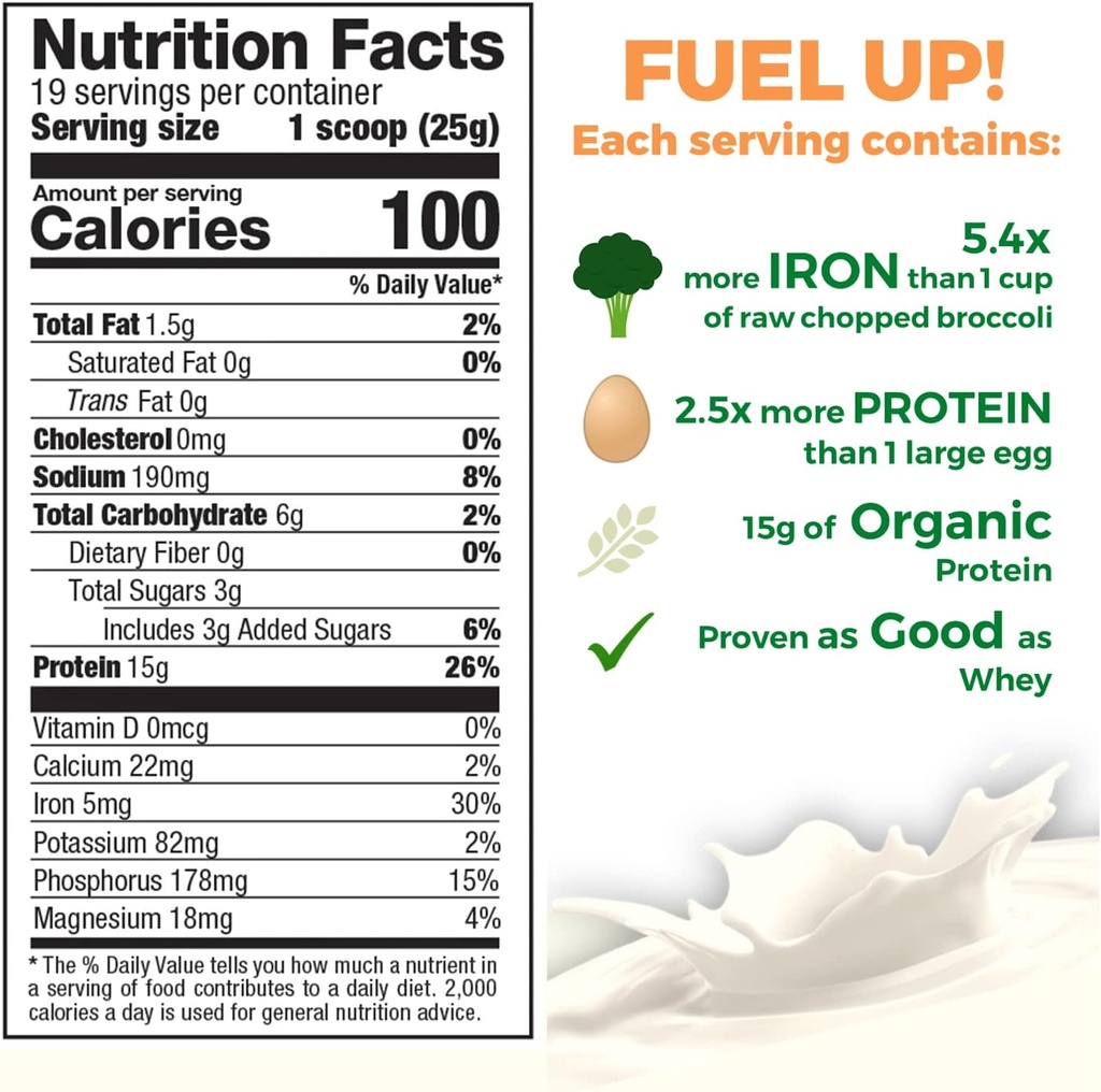 Αυξανόμενη φυσική οργανική σκόνη πρωτεΐνης ρυζιού - 15g πρωτεΐνης φυτών, 2.8G BCAA - χαμηλής περιεκτικότητας σε άνθρακα, χαμηλής περιεκτικότητας σε ζάχαρη, μη GMO - Βανίλια Blast, 16.4 Ουγγιά (Pack of 1)