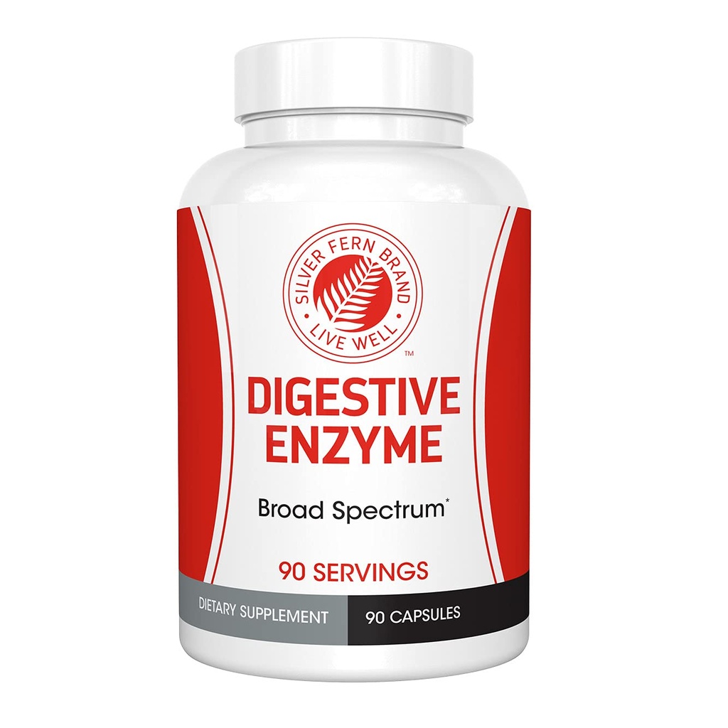 Silver Fern Brand Ultimate Digestive Enzyme Supplement - 1 Φιάλη = 90 Κάψουλες - Υψηλή ισχύς, Multi Enzyme - Digestive Comfort & Food Ανοχή - Ημικρουλουλλάση, Πεπτιδάση, Μάλτα, Περισσότερα