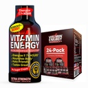 Vitamin Energy Workout+ Extra Strength Energy Shot Berry 24 Pack, 260mg Natural Caffeine, Pre-Workout, B-Vitamins, Ορυκτά, Αντοχή & Απόδοση, Zero Sugar, Χωρίς Γλουτένη, Vegan, 1.93 fl oz