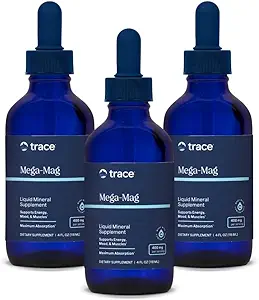 Trace Minerals Mega-Mag - Liquid Energy Support with Magnesium & Chloride - Healthy Bone & Muscle Function Support Formula - Supplement to Support Nerve Health - 4 fl oz (3 Pack) (About 90 Servings)