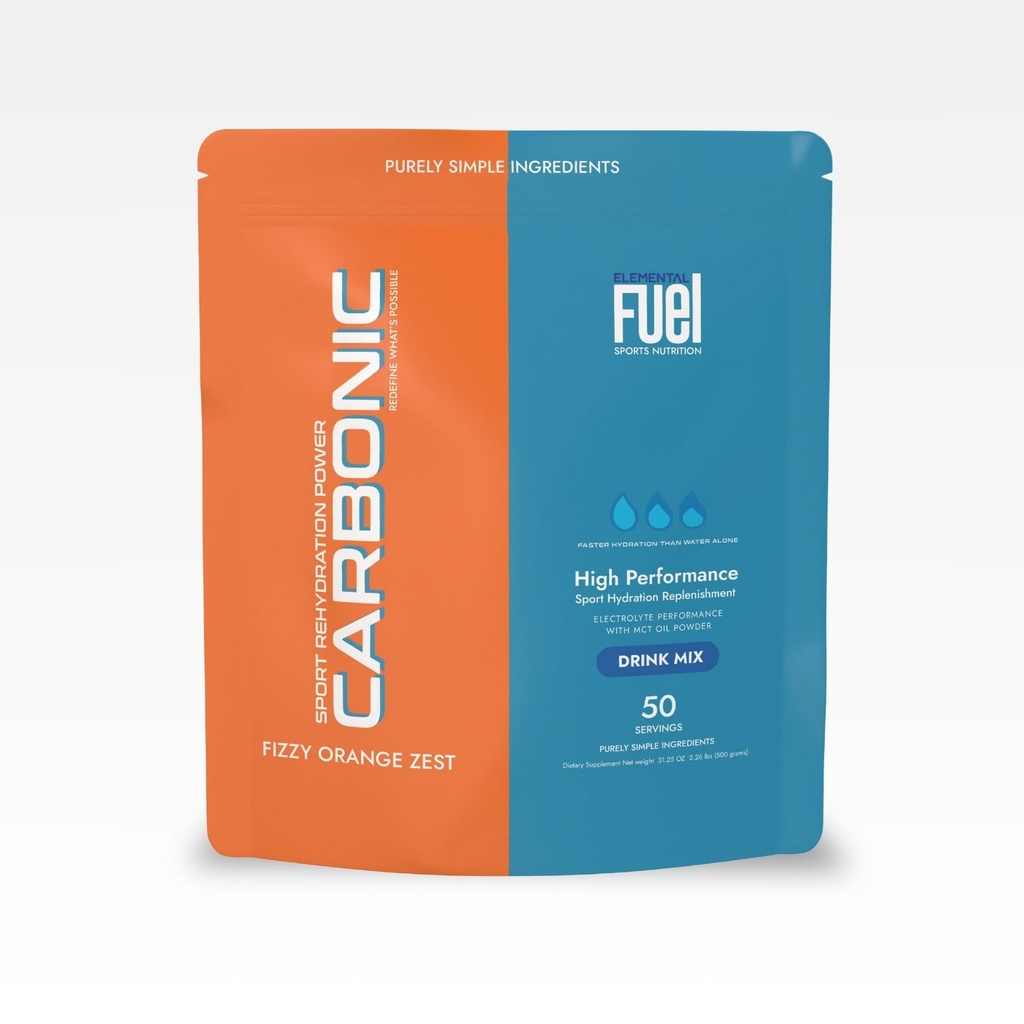 Carbonic Orange Zest Hydration & MCT Oil Powder Nutrition - First-Ever Advanced Electrolyte & MCT Formula, Enhances Hydration, Content Energy, & Recovery - 50 Services