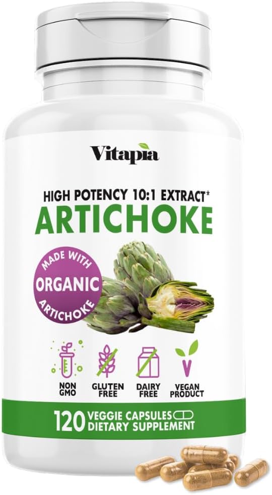 Vitapia Organic Artichoke Extract Supplement - Liver Cleanse Detox & Repair, Liver Health, Digestion, Antioxidant Support - 120 Vegan Caps, Non GMO, Gluten Free